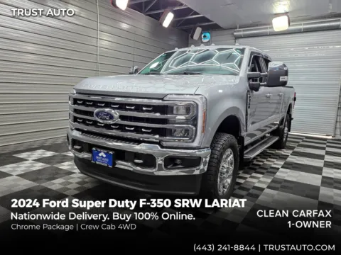 Silver 2024 Ford Super Duty F-350 SRW LARIAT 4WD Crew Cab 7.3L V8 Godzilla Pickup Truck for sale in Sykesville, MD