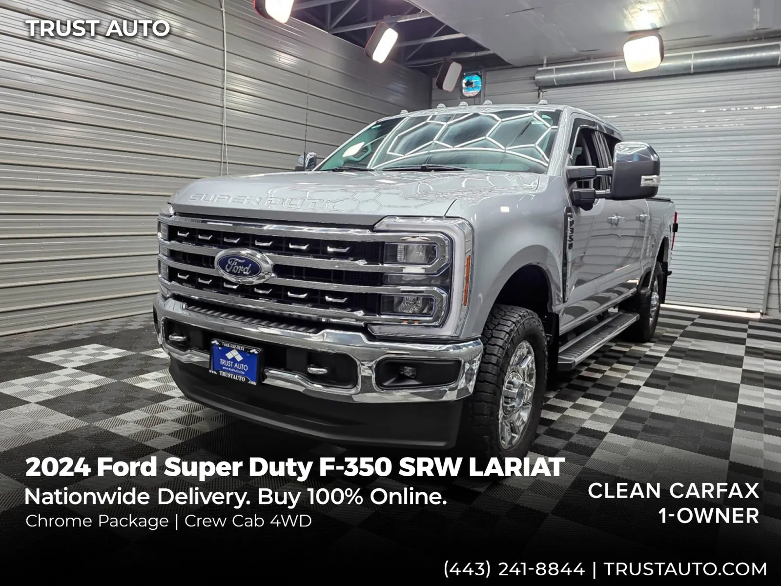 Silver 2024 Ford Super Duty F-350 SRW LARIAT 4WD Crew Cab 7.3L V8 Godzilla Pickup Truck for sale in Sykesville, MD
