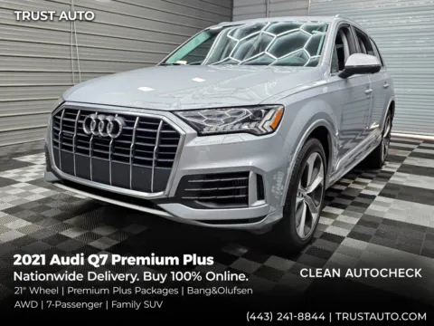 Silver 2021 Audi Q7 Premium Plus 55 TFSI Quattro AWD 7-Passenger Luxury SUV for sale in Sykesville, MD