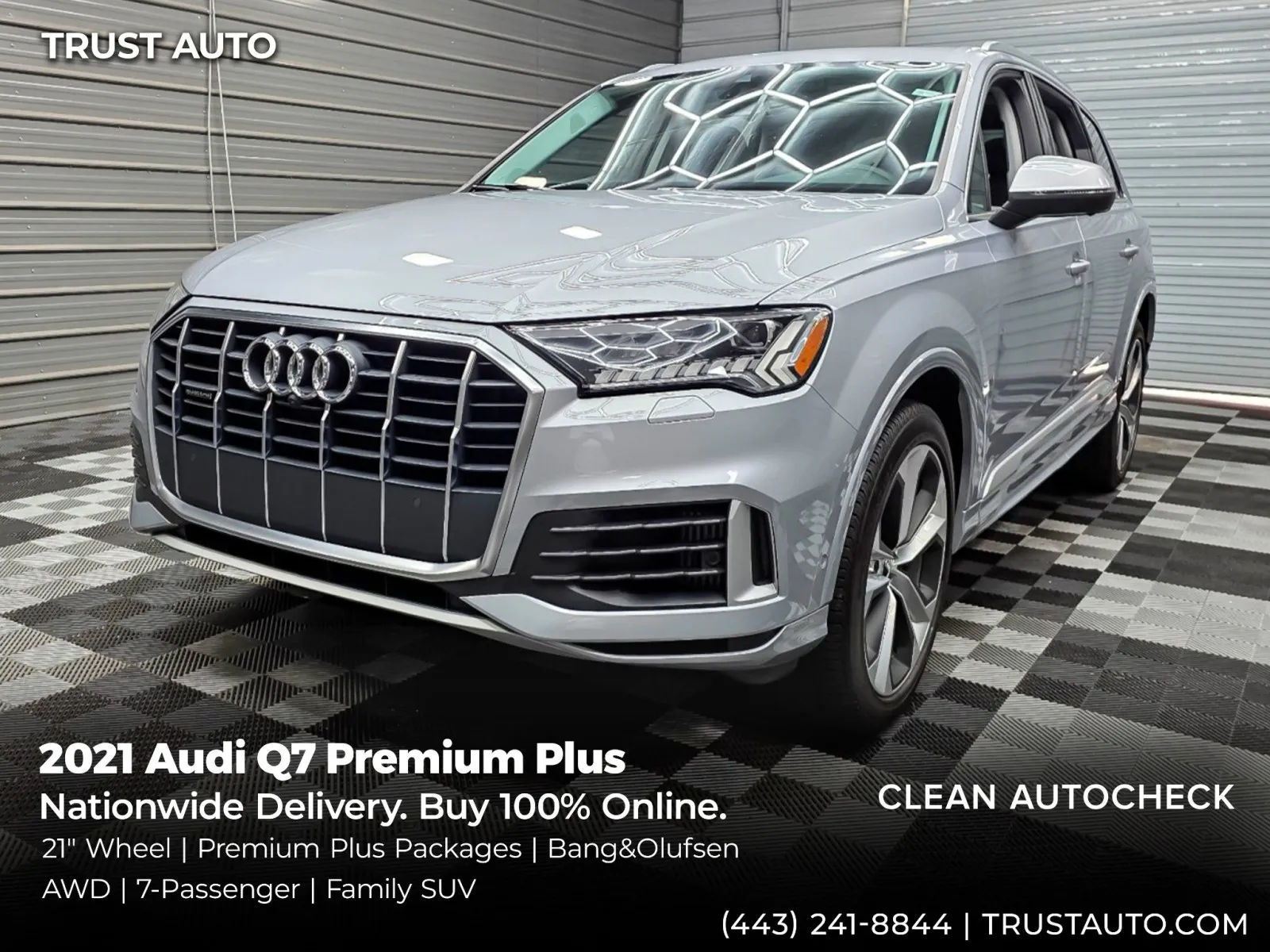 Silver 2021 Audi Q7 Premium Plus 55 TFSI Quattro AWD 7-Passenger Luxury SUV for sale in Sykesville, MD