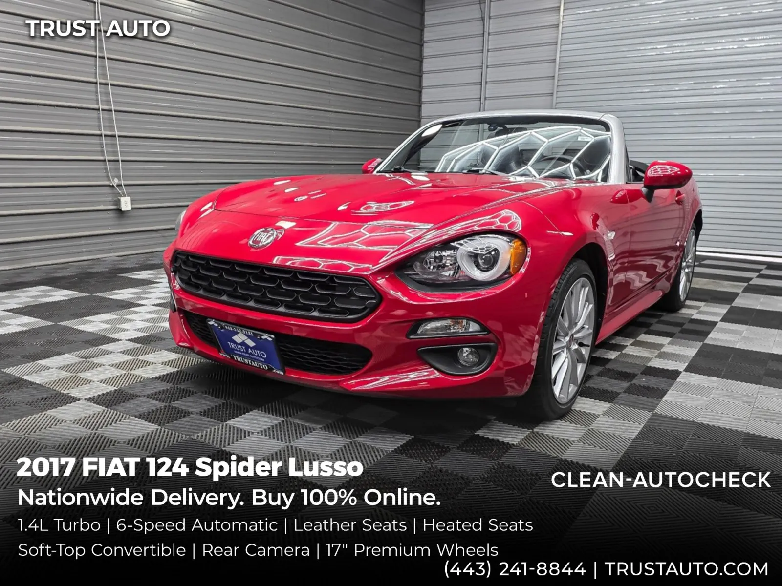 Red 2017 FIAT 124 Spider Lusso Soft-Top Convertible for sale in Sykesville, MD