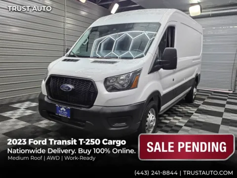 White 2023 Ford Transit T-250 Cargo 148''WB AWD Medium Roof Minivan/Van for sale in Sykesville, MD