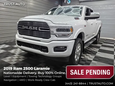 White 2019 Ram 2500 Laramie 4WD Crew Cab Hemi Pickup Truck w/Level 1 Equipment Pkg for sale in Sykesville, MD