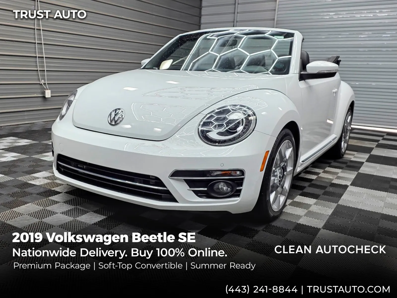 White 2019 Volkswagen Beetle SE Soft-Top Convertible w/Premium Pkg for sale in Sykesville, MD