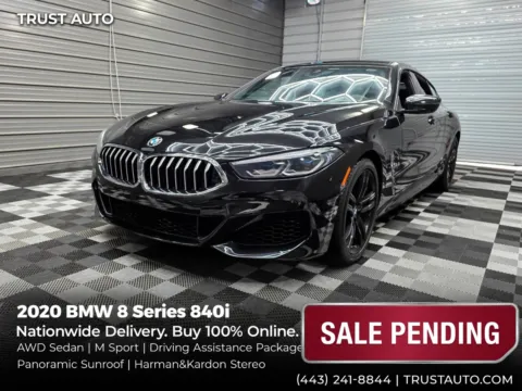 Black 2020 BMW 8 Series 840i xDrive Gran Coupe AWD Sedan w/M-Sport Pkg for sale in Sykesville, MD