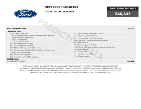 Another view of 2019 Ford Transit T-250 Cargo 148''WB Medium Roof Minivan/Van w/Shelving Storage System for sale in Sykesville, MD at Trust Auto