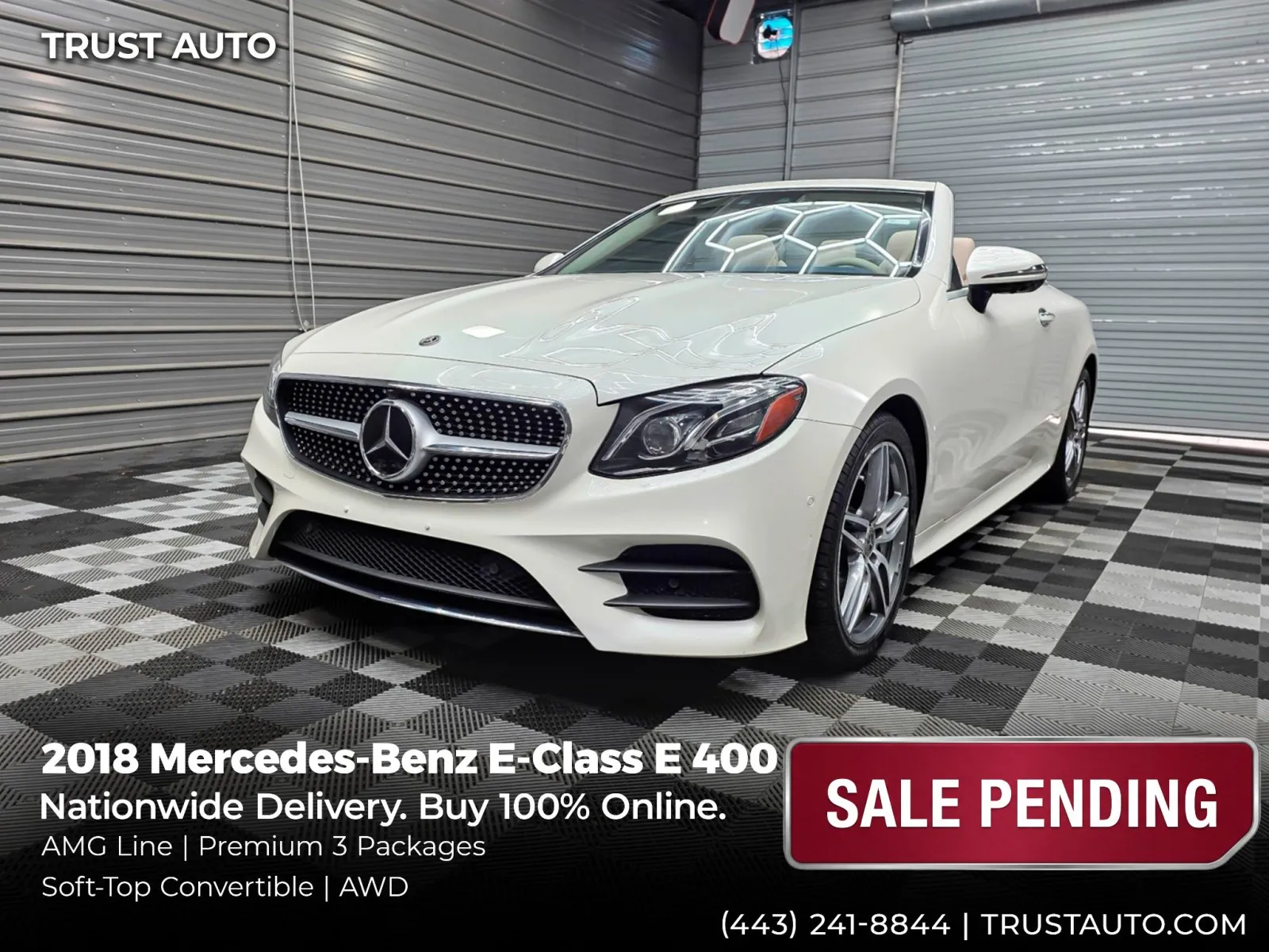 2018 Mercedes-Benz E-Class E 400 4Matic AWD Soft-Top Convertible w/Premium 3/AMG Line Pkgs for sale in Sykesville, MD