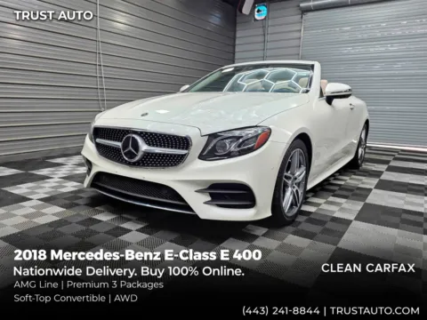 White 2018 Mercedes-Benz E-Class E 400 4Matic AWD Soft-Top Convertible w/Premium 3/AMG Line Pkgs for sale in Sykesville, MD