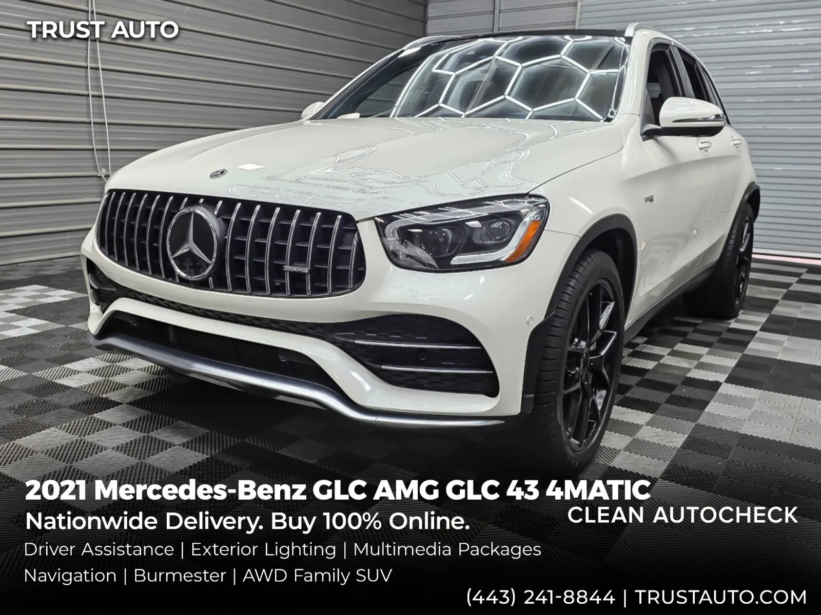 White 2021 Mercedes-Benz GLC AMG GLC 43 4MATIC AWD SUV w/Driver Assistance Pkg for sale in Sykesville, MD