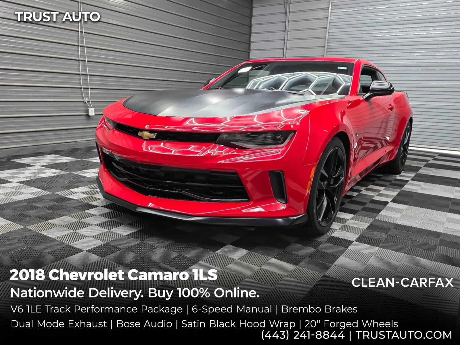 Red 2018 Chevrolet Camaro 1LS 6-Speed Manual Sport Coupe w/V6 1LE Track Performance Pkg for sale in Sykesville, MD