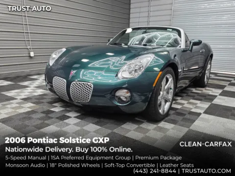 Green 2006 Pontiac Solstice GXP 5-Speed Manual Soft-Top Convertible for sale in Sykesville, MD
