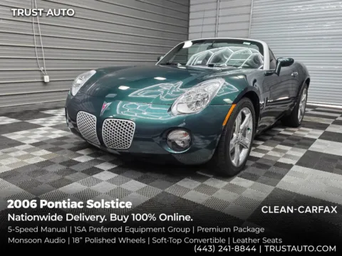 Green 2006 Pontiac Solstice 5-Speed Manual Soft-Top Convertible for sale in Sykesville, MD