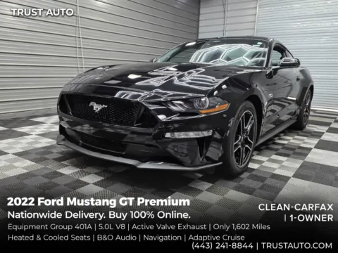 Black 2022 Ford Mustang GT Premium Coupe w/Equipment Group 401A for sale in Sykesville, MD