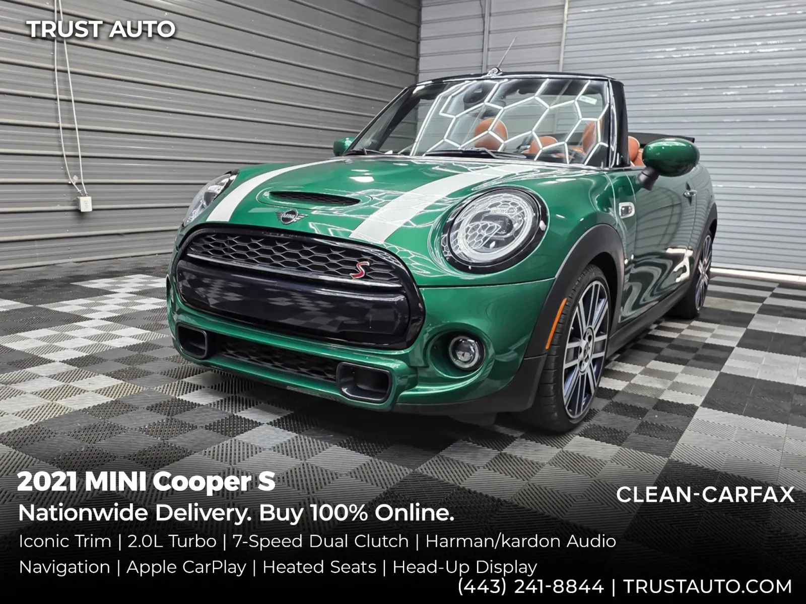 Green 2021 MINI Cooper S Soft-Top Convertible w/Iconic Trim for sale in Sykesville, MD