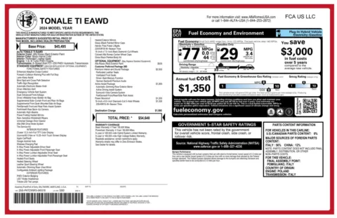 Another view of 2024 Alfa Romeo Tonale Ti AWD Hybrid SUV w/Premium Interior Pkg for sale in Sykesville, MD at Trust Auto