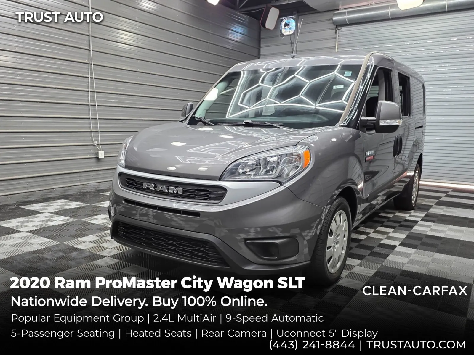 Gray 2020 Ram ProMaster City 5-Passenger SLT Minivan/Van for sale in Sykesville, MD