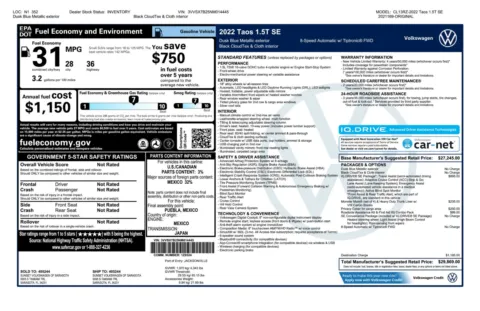 Another view of 2022 Volkswagen Taos SE SUV for sale in Sykesville, MD at Trust Auto