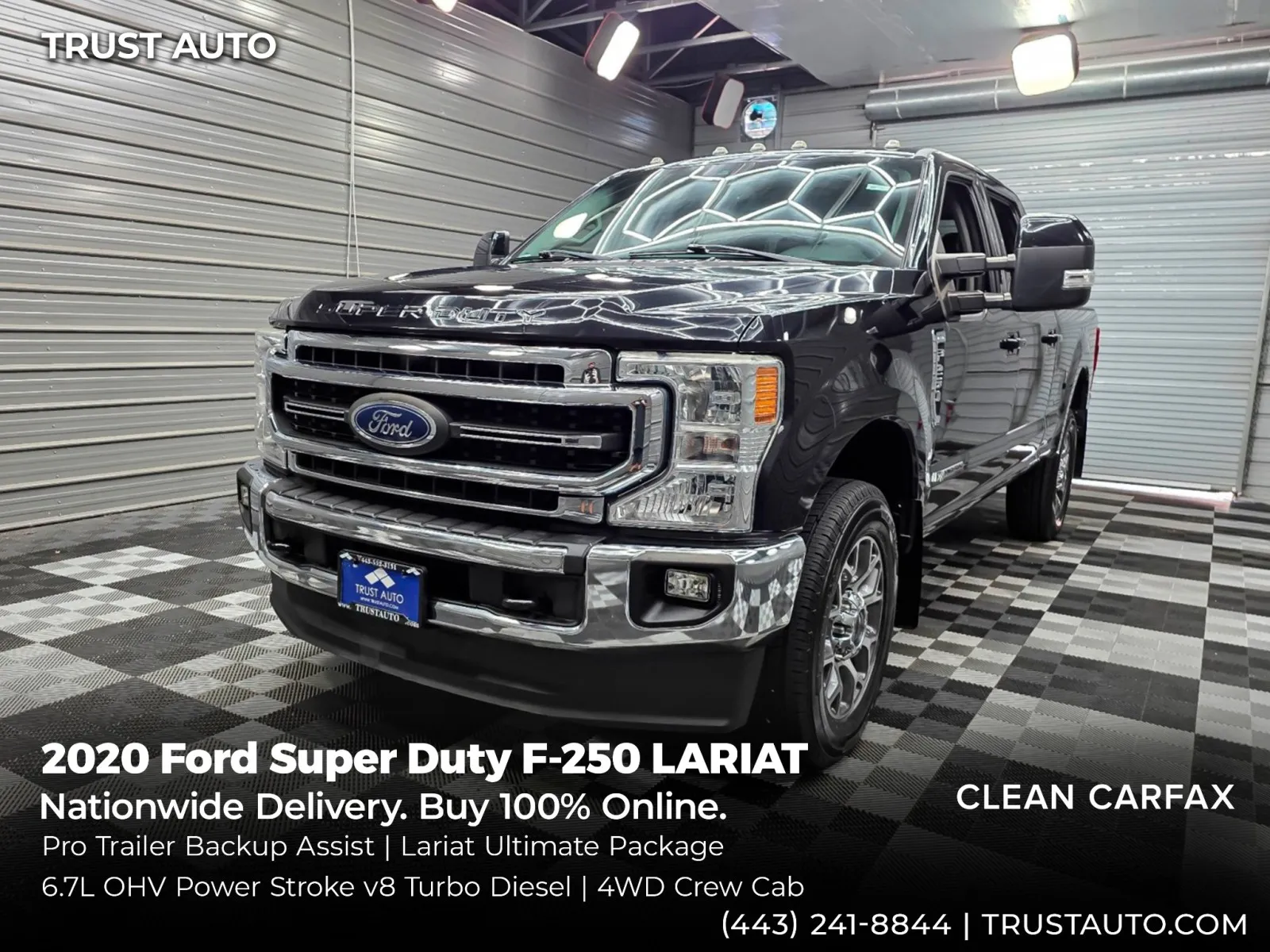 Black 2020 Ford Super Duty F-250 LARIAT 4WD Crew Cab Power Stroke Diesel Pickup Truck w/Ultimate Pkg for sale in Sykesville, MD