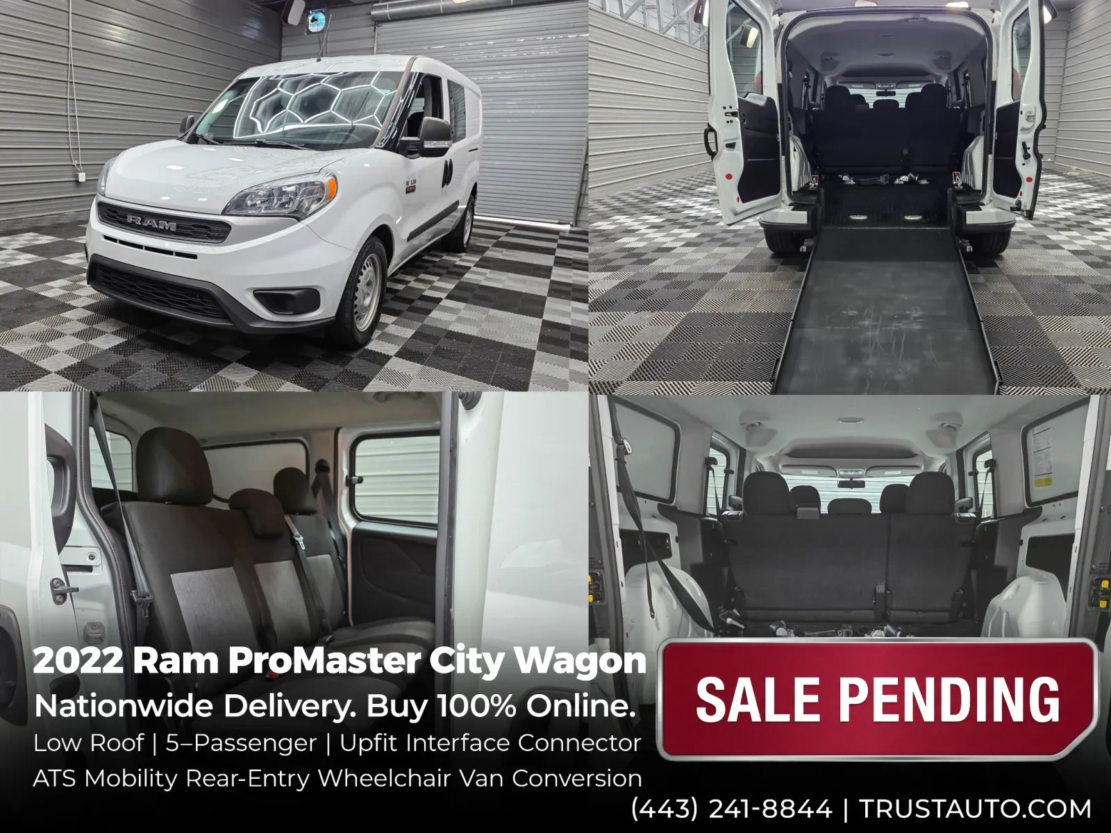 White 2022 Ram ProMaster City Wagon Low Roof 5-Passenger Wheelchair Accessible Van/Mobility Conversi for sale in Sykesville, MD