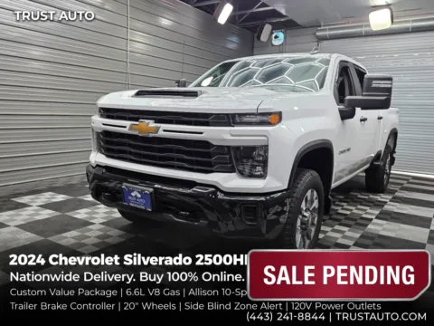 White 2024 Chevrolet Silverado 2500 HD Custom 4WD Crew Cab 6.6L V8 Pickup Truck w/Custom Value Pkg for sale in Sykesville, MD