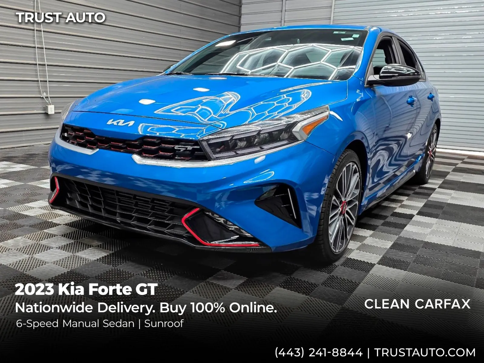 Blue 2023 Kia Forte GT 6-Speed Manual Sedan for sale in Sykesville, MD