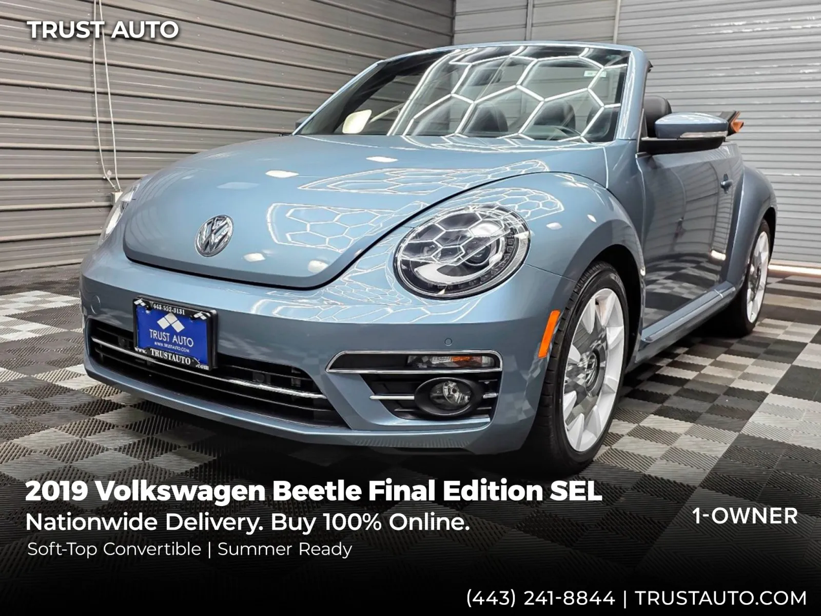 Blue 2019 Volkswagen Beetle Final Edition SEL Soft-Top Convertible for sale in Sykesville, MD