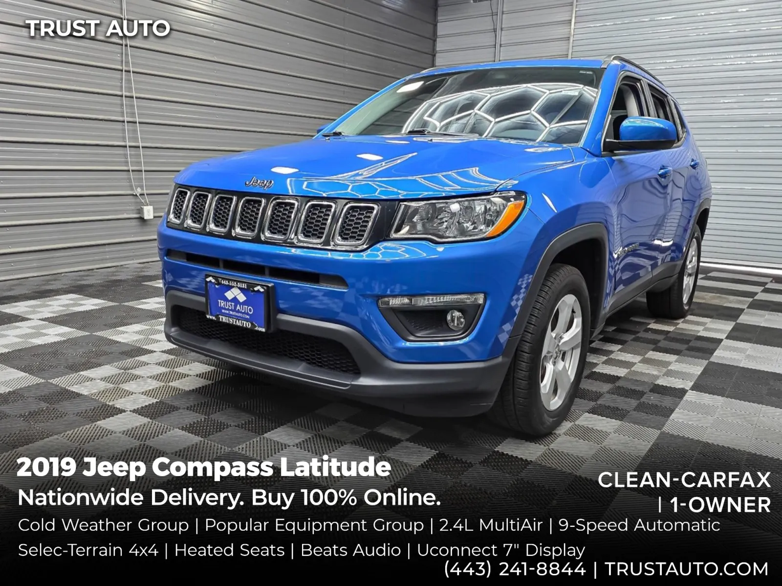 Blue 2019 Jeep Compass Latitude 4WD SUV for sale in Sykesville, MD