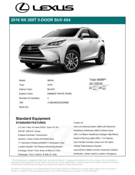 Another view of 2016 Lexus NX 200t AWD SUV w/Luxury Pkg for sale in Sykesville, MD at Trust Auto
