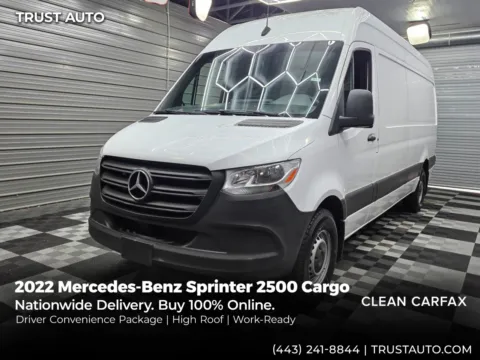 White 2022 Mercedes-Benz Sprinter 2500 Cargo 170''WB High Roof Minivan/Van w/Driver Convenience Pkg for sale in Sykesville, MD