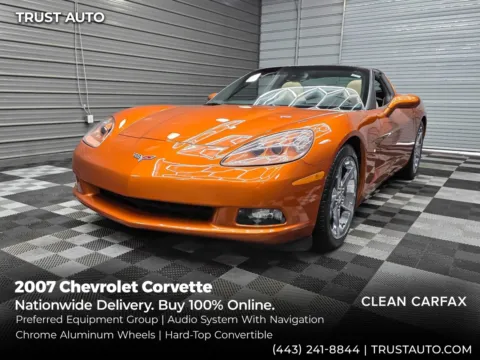 Orange 2007 Chevrolet Corvette Hard-Top Convertible Sport Coupe w/Preferred Equipment Group for sale in Sykesville, MD