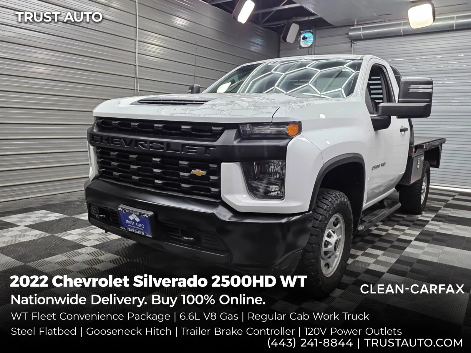White 2022 Chevrolet Silverado 2500HD WT Reg Cab 8FT Long Bed 6.6L V8 Work Pickup Truck w/Convenience Pkg for sale in Sykesville, MD
