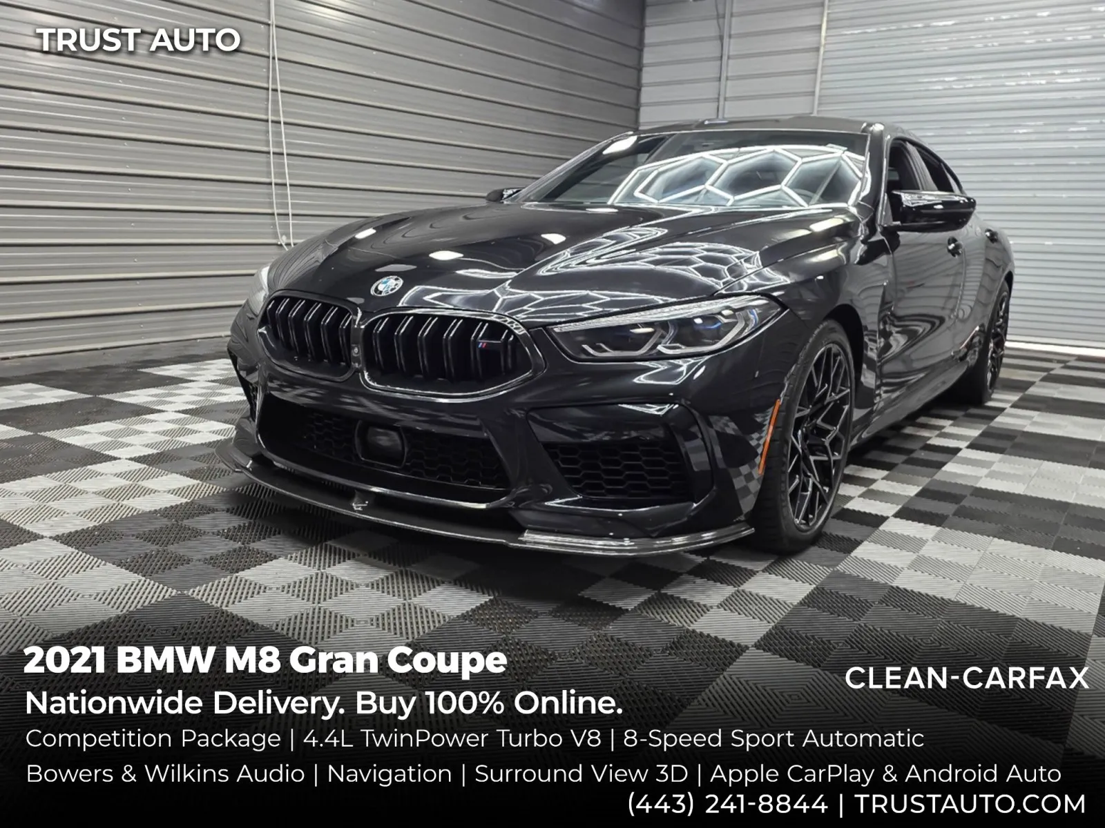 Black 2021 BMW M8 Gran Coupe AWD Luxury Sedan w/Competition/Drivers Assistance Pkgs for sale in Sykesville, MD