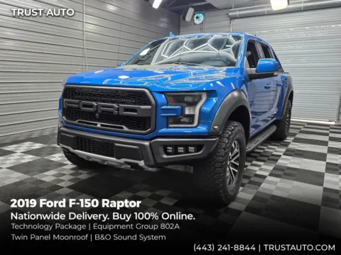 Blue 2019 Ford F-150 Raptor 4WD SuperCrew Pickup Truck w/Technology Pkg for sale in Sykesville, MD