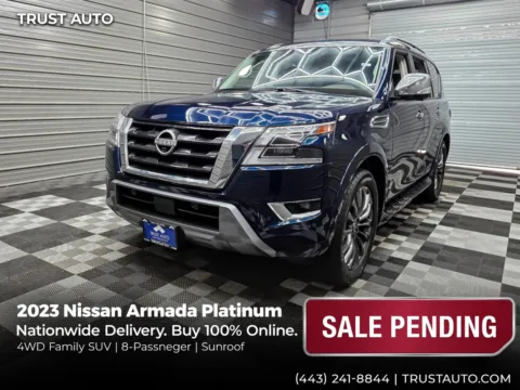Blue 2023 Nissan Armada Platinum 4WD 8-Passenger Luxury SUV for sale in Sykesville, MD