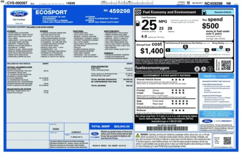 Another view of 2022 Ford EcoSport SE 4WD SUV w/Convenience Pkg for sale in Sykesville, MD at Trust Auto