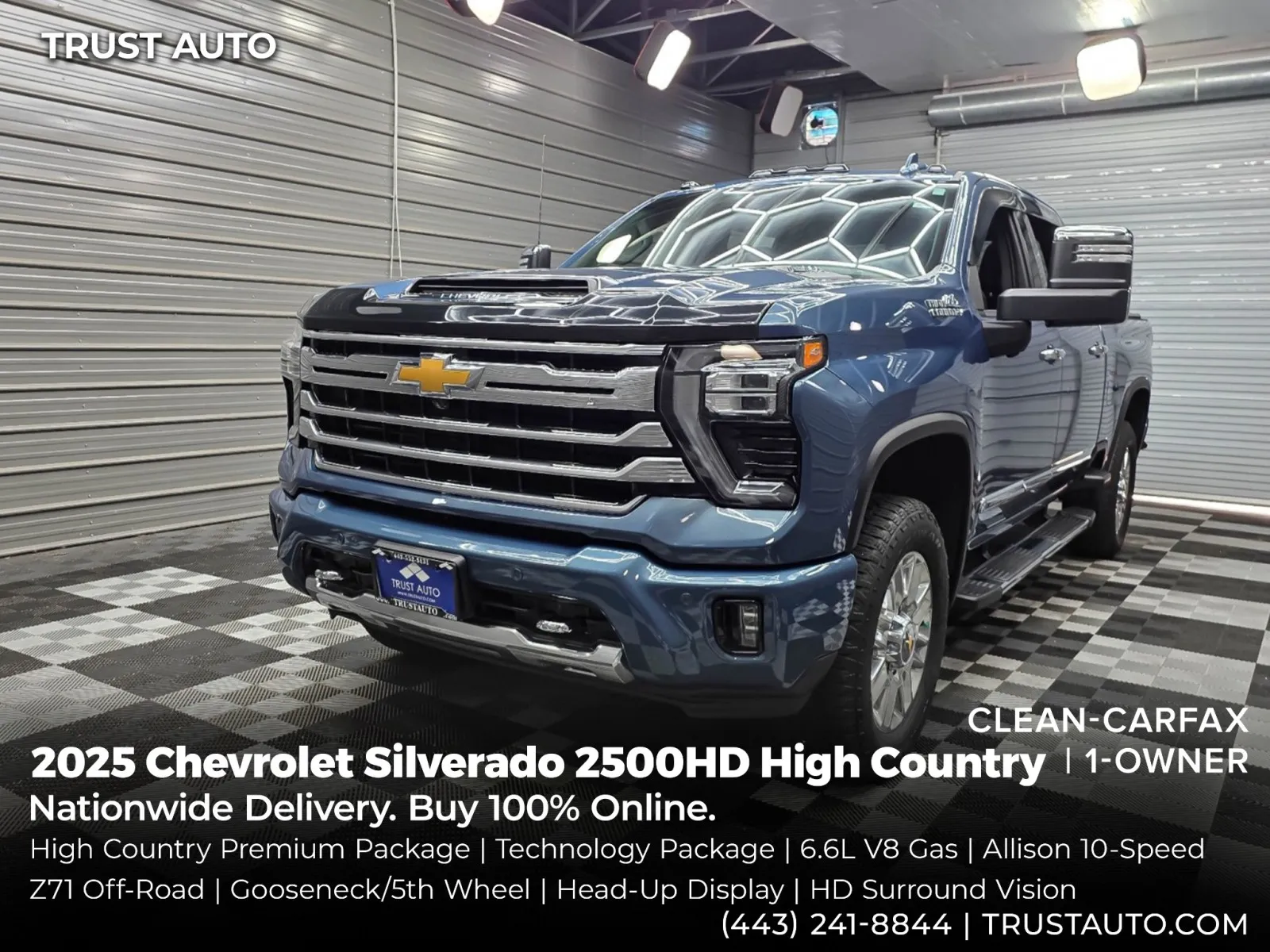 Blue 2025 Chevrolet Silverado 2500HD High Country 4WD Crew Cab Pickup Truck w/Technology Pkg for sale in Sykesville, MD