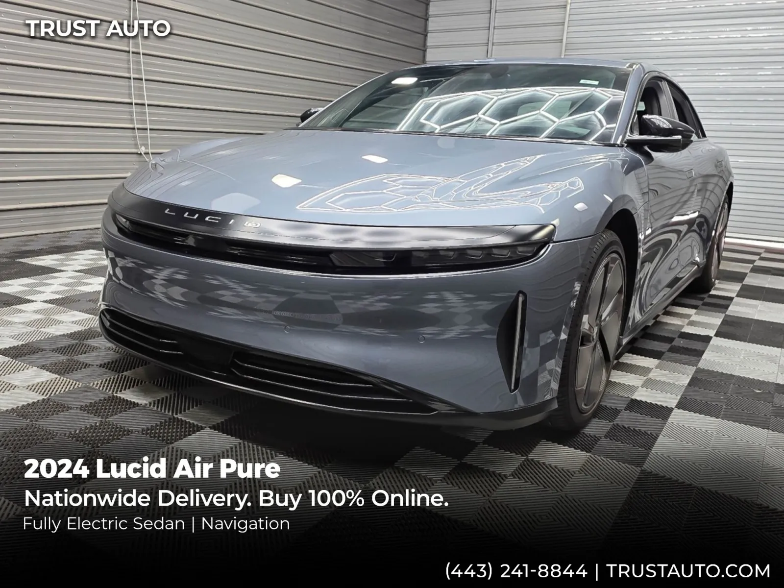 Blue 2024 Lucid Air Pure Electric Luxury Sedan for sale in Sykesville, MD