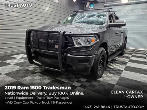 Gray 2019 Ram 1500 Tradesman 4WD Crew Cab 6-Pass 5.7L V8 Hemi Pickup Truck for sale in Sykesville, MD