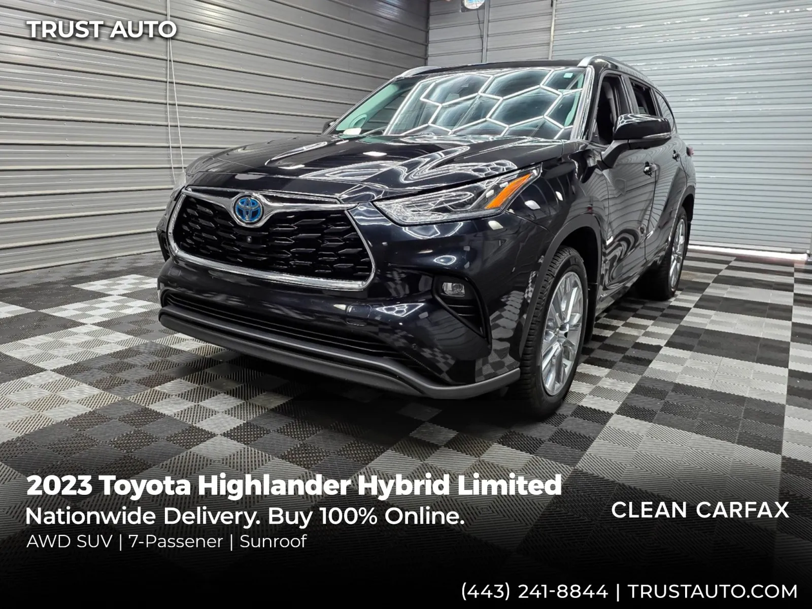 Black 2023 Toyota Highlander Hybrid Limited AWD 7-Passenger SUV for sale in Sykesville, MD