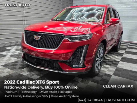 Red 2022 Cadillac XT6 Sport 6-Passenger AWD SUV w/Platinum/Technology Pkgs for sale in Sykesville, MD