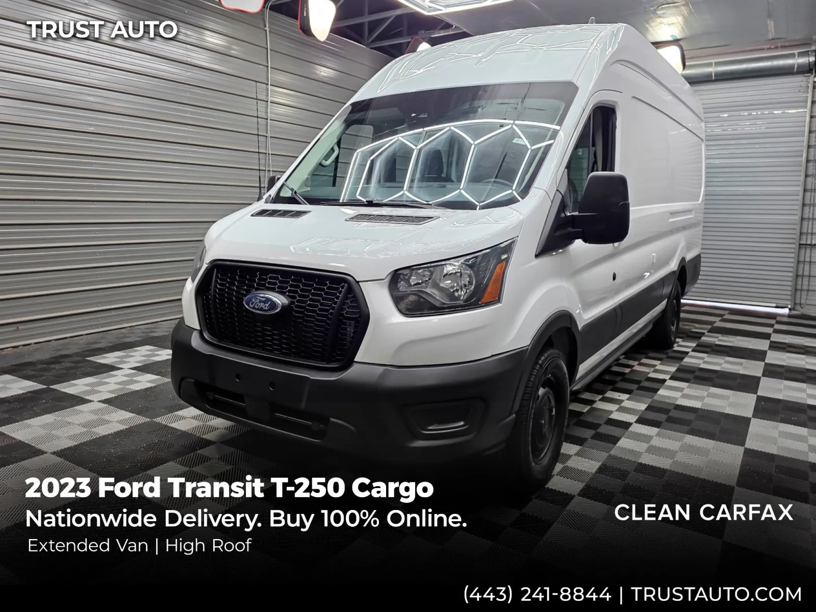White 2023 Ford Transit T-250 Cargo 148''WB High Roof Extended Minivan/Van for sale in Sykesville, MD