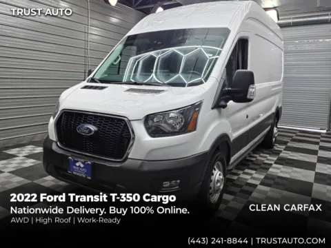 White 2022 Ford Transit T-350 Cargo 148''WB AWD High Roof Minivan/Van for sale in Sykesville, MD