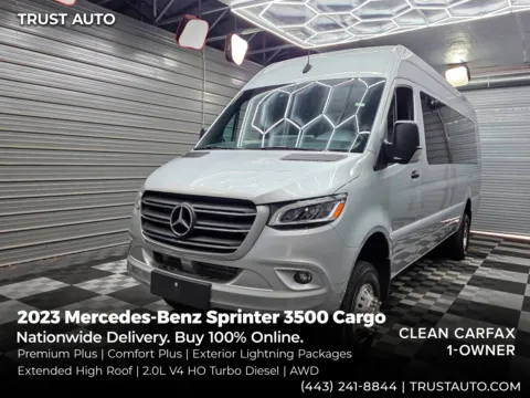 Silver 2023 Mercedes-Benz Sprinter 3500 Cargo 170''WB DRW High Roof Extended Diesel Minivan/Van w/Premium Plus/Comfort Plus Pkgs for sale in Sykesville, MD