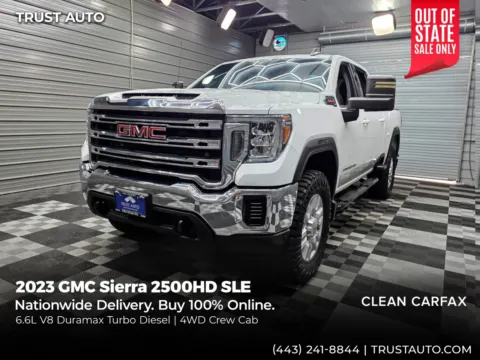 White 2023 GMC Sierra 2500HD SLE 4WD Crew Cab Duramax 6.6L Diesel Pickup Truck for sale in Sykesville, MD