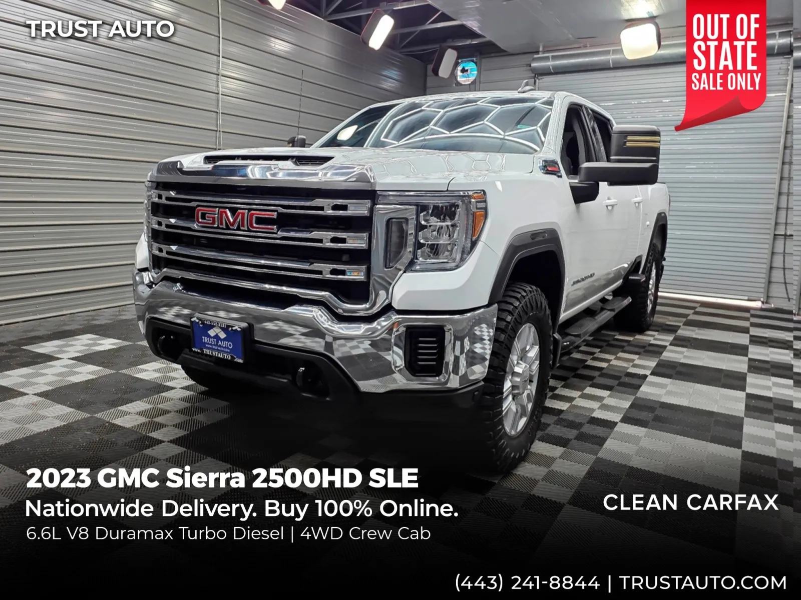 White 2023 GMC Sierra 2500HD SLE 4WD Crew Cab Duramax 6.6L Diesel Pickup Truck for sale in Sykesville, MD