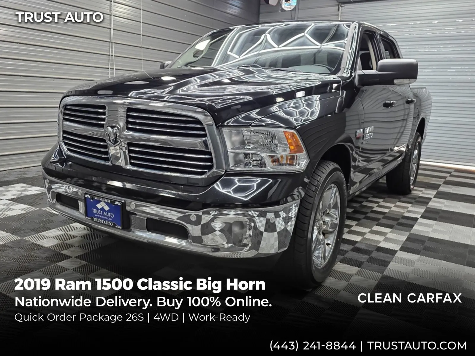 Black 2019 Ram 1500 Classic Big Horn 4WD Crew Cab Pickup Truck w/Quick Order Pkg for sale in Sykesville, MD