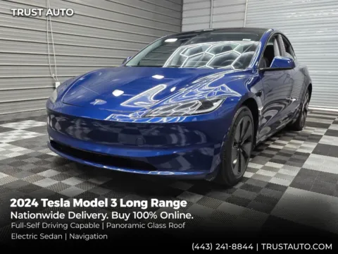 Blue 2024 Tesla Model 3 Long Range AWD Electric Sedan for sale in Sykesville, MD
