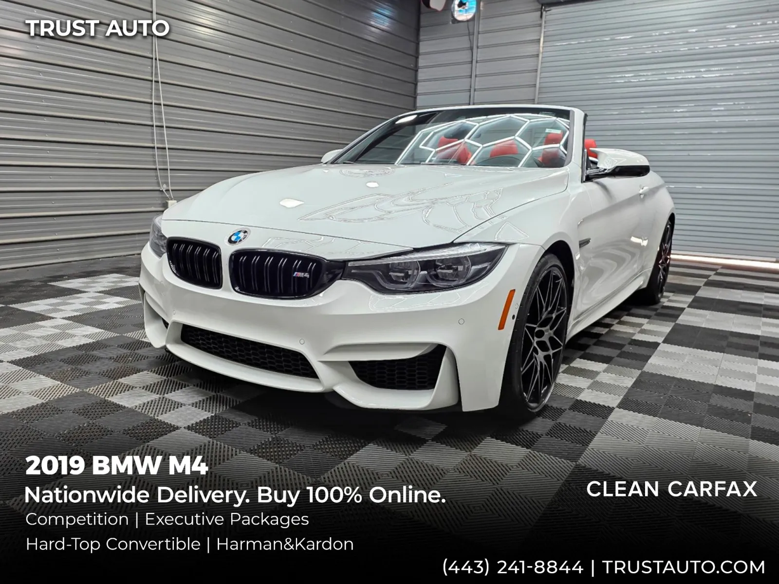 White 2019 BMW M4 Hard-Top Convertible w/Competition/Executive Pkgs for sale in Sykesville, MD