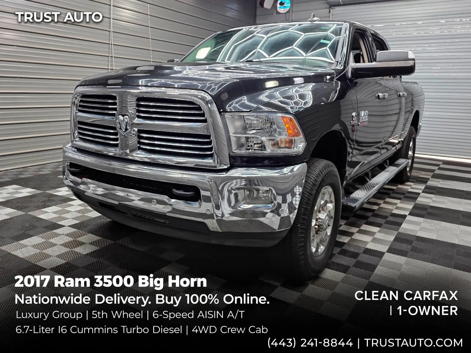2017 Ram 3500 Big Horn 4WD Crew Cab Cummins Diesel Pickup Truck w/5th Wheel