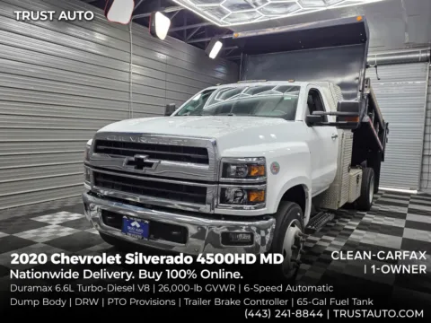 White 2020 Chevrolet Silverado 4500 HD Work Truck Regular Cab DRW RWD for sale in Sykesville, MD